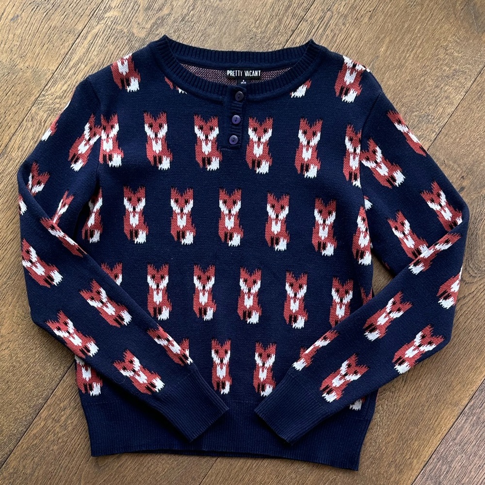 NWOT Pretty Vacant 100% Cotton Fox Sweater